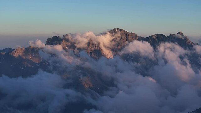 Foggy Kackar Mountains in the Fog Drone Video, Kackar Mountains Plateau Ayder, Camlihemsin Rize, Turkiye (Turkey)