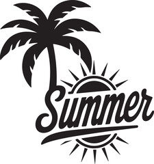 Naklejka premium Summer, Summer Text, Sun, Palm Tree, Summer T-shirt Design