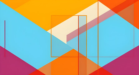 Fototapeta premium Abstract Geometric Shapes Pattern, Bright Color Blocks Design, Modern Art, Trendy Graphic, Creative Illustration, Vivid Color Palette, Funky Background, Dynamic Composition