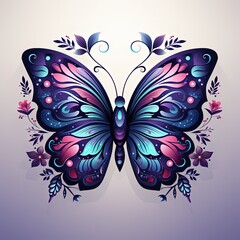 Vector Illustration of a Butterfly in Dark and Purple Tones