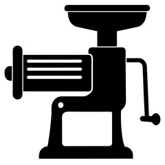 Meat Grinder Silhouette Vector Icon White Background.