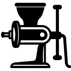 Meat Grinder Silhouette Vector Icon White Background.