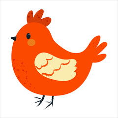 Flat vector characters of chicks, hen, and rooster for Easter. Cute and festive design with farm birds, perfect for spring and holiday themes.