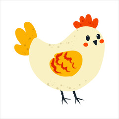 Flat vector characters of chicks, hen, and rooster for Easter. Cute and festive design with farm birds, perfect for spring and holiday themes.
