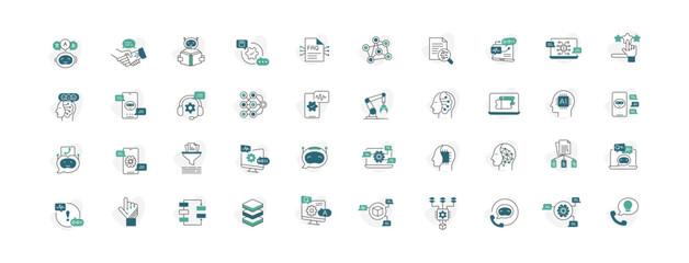 AI Customer Service and Omnichannel Support Systems. chatbots, sentiment analysis, automated replies, multilingual support, and escalation workflows. Editable Stroke.