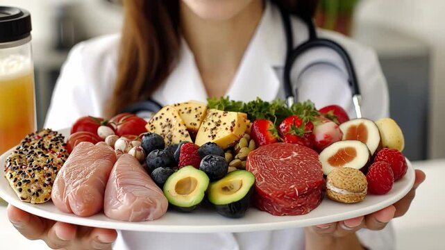 A dedicated physician advising on proper nutrition and balanced eating habits.