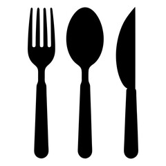 Flat Style Cutlery Set with Fork Knife and Spoon Silhouettes
