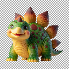 A friendly Stegosaurus, its distinctive back plates, Charming Cartoon Dinosaur with Adorable Features on transparent background, png, psd
