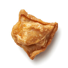 Golden and crispy meat samosas with a perfectly fried exterior and spiced meat filling, isolated white background, modern art style