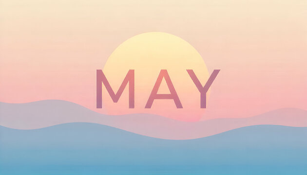 Hello May, Juny, July, August handwritten calligraphy lettering text. Spring month vector with flowers and leaves. Decoration floral. Illustration month may