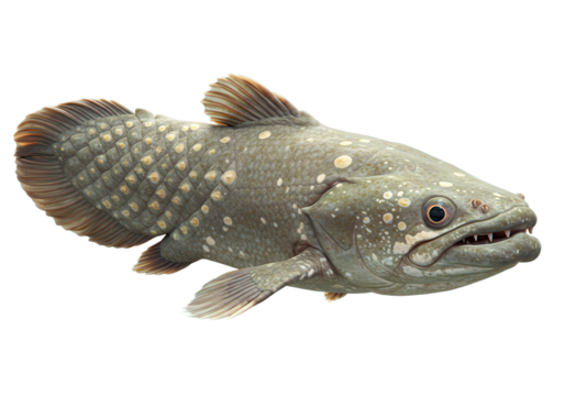 Close-up of a prehistoric fish species swimming gracefully in clear water