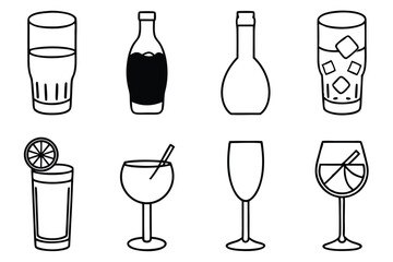 Rum and Coke Line Art Detailed Drawing for Artwork Printing  