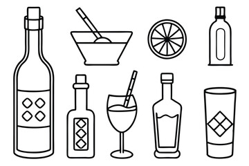 Rum and Coke Line Art Unique Design for Creative Artwork  