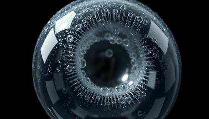 Abstract Conceptual Eye with Water Droplets on a Black Background