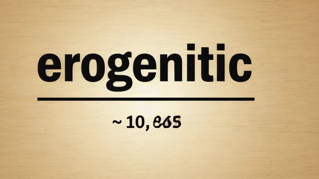Erogenitic displayed on wooden background with numerical value beneath in a creative presentation