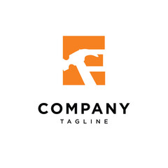 Letter E Hammer Contruction Logo Icon Vector