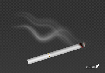 Cigarette with smoke effect isolated on a transparent background Realistic Smoke Steam Fog Effects 