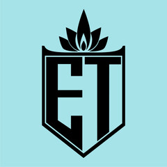 ET Logo with Elegant Crown Symbol and Shield