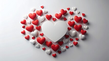 Obraz premium Elegant Red and White Heart Banner for Valentines Day Customizable Design for Digital and Print Projects