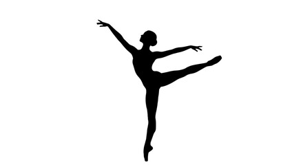 Ballerina silhouette dancing gracefully against a white background  