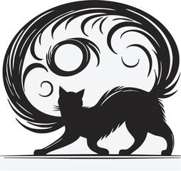 Black cat vector illustration on white