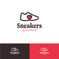 Minimal sneaker logo with heart icon, perfect for fashion, lifestyle, and sneaker enthusiast brand