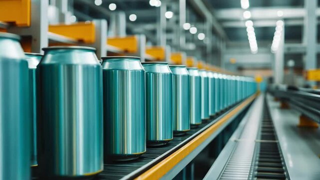 Automated production technology in factory conveyor systems for manufacturing vibrant aluminum cans with efficiency and innovation.