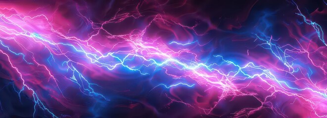 Fototapeta premium A vibrant depiction of electric energy with pink and blue lightning patterns.