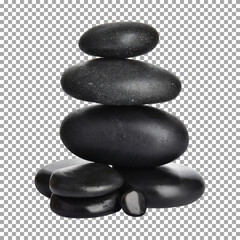 Black spa stones, Calm and Balanced Black Stones for Wellness and Spa on transparent background, png, psd
