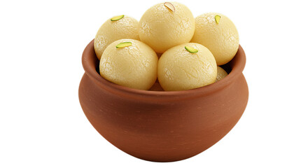 rasgullas sweet in pot on transparent background