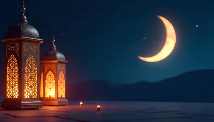 Fototapeta premium Luxury Eid Mubarak Text Effect and mosque