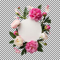 Beautiful Peony Flower Arrangement with Blank Space on transparent background, png, psd
