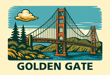 The Golden Gate Bridge vector illustartion