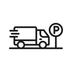 Parked Trucks icon vector image. Suitable for mobile apps, web apps and print media.