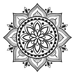Mandala Silhouette with Intricate Symmetrical Geometric Pattern