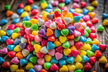Obraz premium HeartShaped Candies A Vibrant Valentines Day Treat Display for a Romantic Celebration