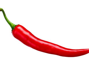 Red hot chili pepper isolated on transparent background, image with background removed, created with Generative Ai technology