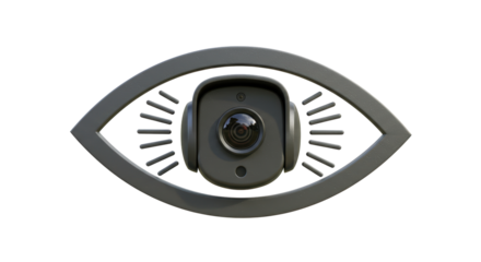 Isolated CCTV Camera Inside Eye Shape Symbol Surveillance