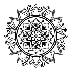 Mandala Silhouette with Intricate Symmetrical Geometric Pattern