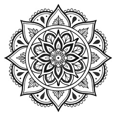 Mandala Silhouette with Intricate Symmetrical Geometric Pattern