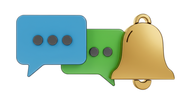 Isolated Notification Bell with Chat Bubbles