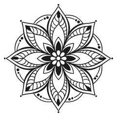 Mandala Silhouette with Intricate Symmetrical Geometric Pattern