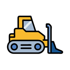 Bulldozer Construction Heavy Machinery Icon Design
