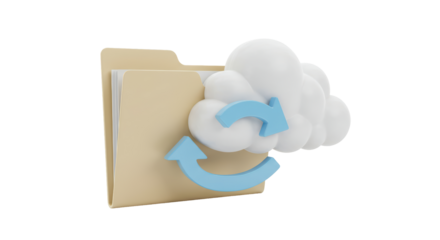 Isolated Folder with Cloud Symbol and Arrows for Data Transfer