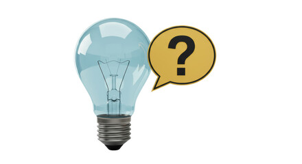 Isolated Light Bulb with Question Mark Speech Bubble