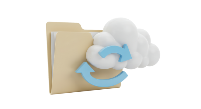 Isolated Folder with Cloud Symbol and Arrows for Data Transfer