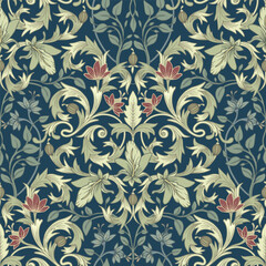 Retro pattern. Floral classic ornament. Seamless floral pattern.