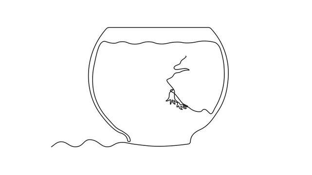 Abstract aquarium with axolotl,amphibian,larva. Self drawing animation one continuous line draw, logo