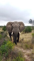 Obraz premium Elephant Encounter in Savannah