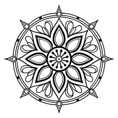 Mandala Silhouette with Intricate Symmetrical Geometric Pattern